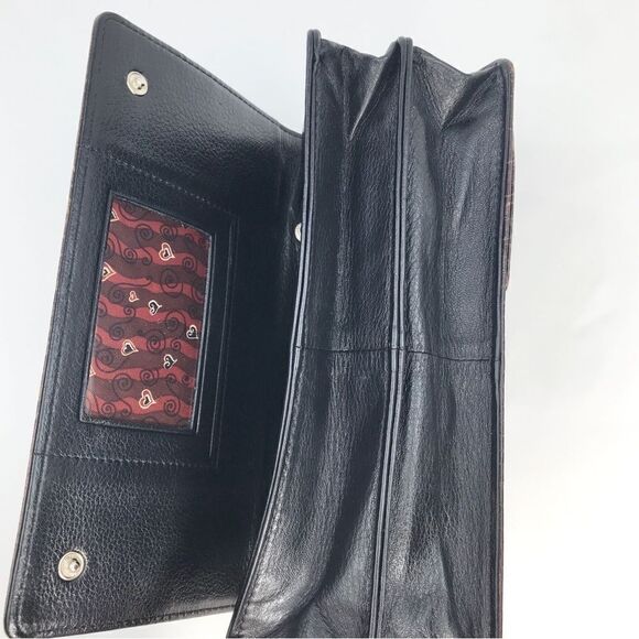 Brighton Brown Leather Reptile Embossed Silver Hardware Strap Wallet Mini Bag - Picture 8 of 16